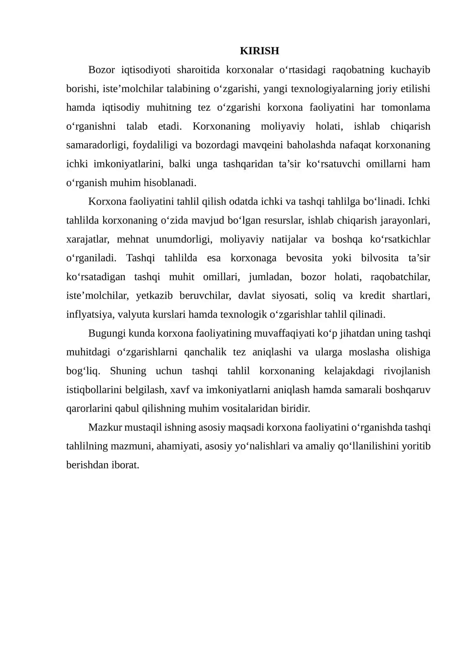 KORXONA FAOLIYATINI O‘RGANISHDA TASHQI TAHLILNING AHAMIYATI 2