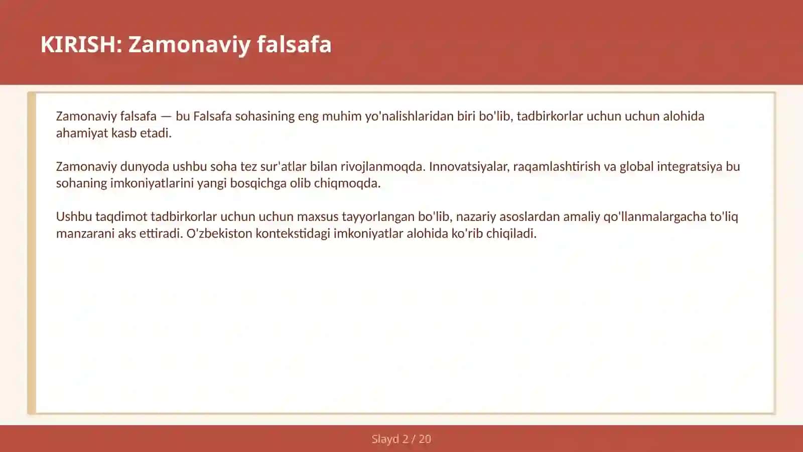 Zamonaviy Falsafa 2