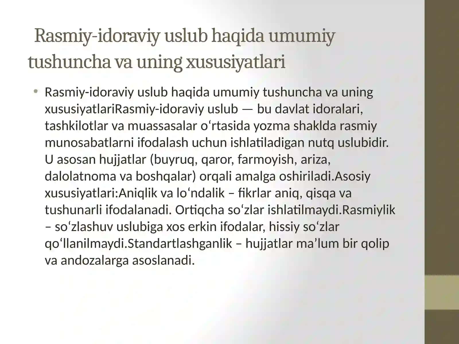 Farmoyish hujjatlarining rasmiy-idoraviy uslub 2