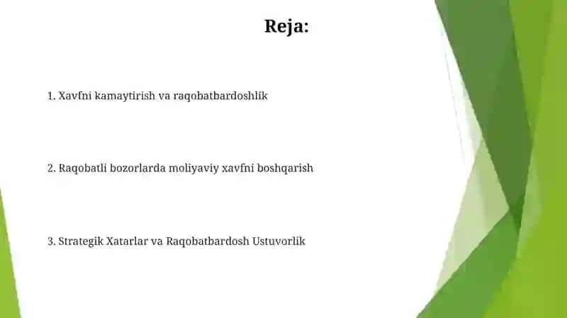 Biznesda tavakkalchilikni boshqarish va raqobat 2