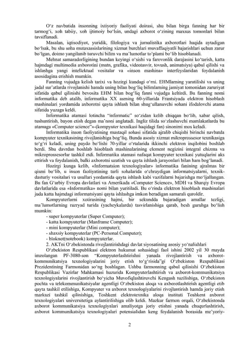 Raqamli va axborot texnologiyalari ma'ruza 2