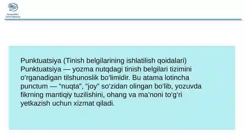 Tinish belgilari. 2
