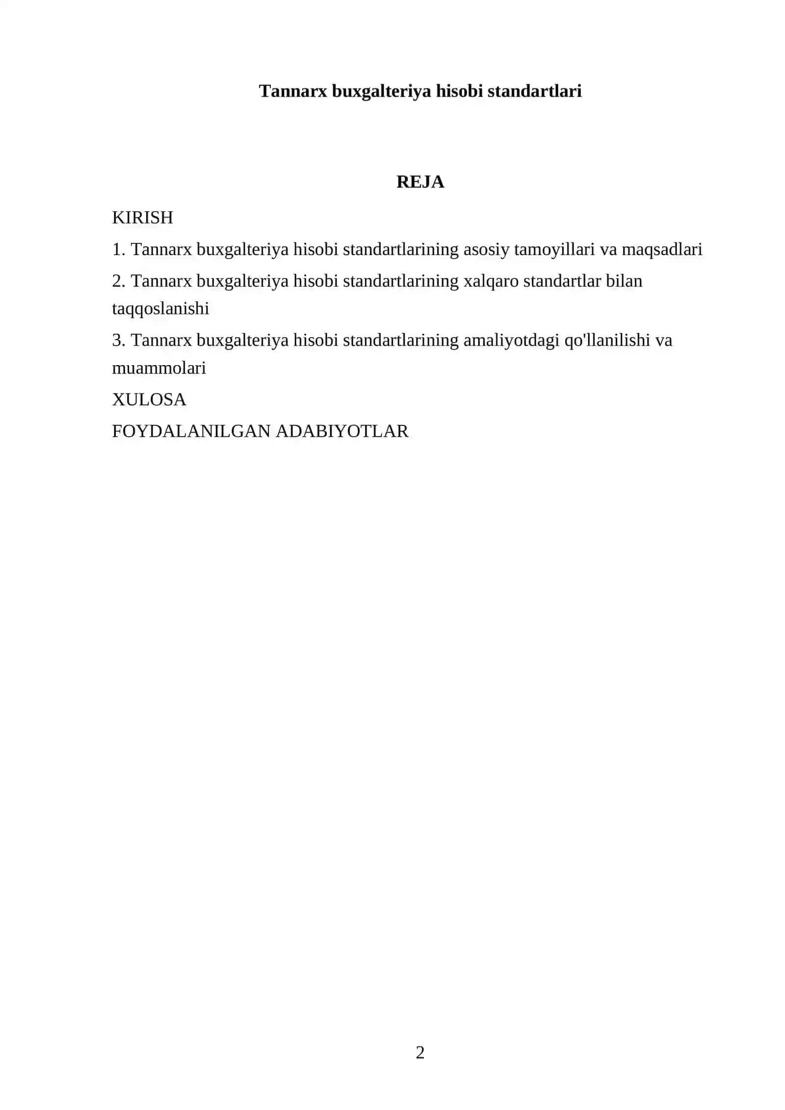 Tannarx buxgalteriya hisobi standartlari 2