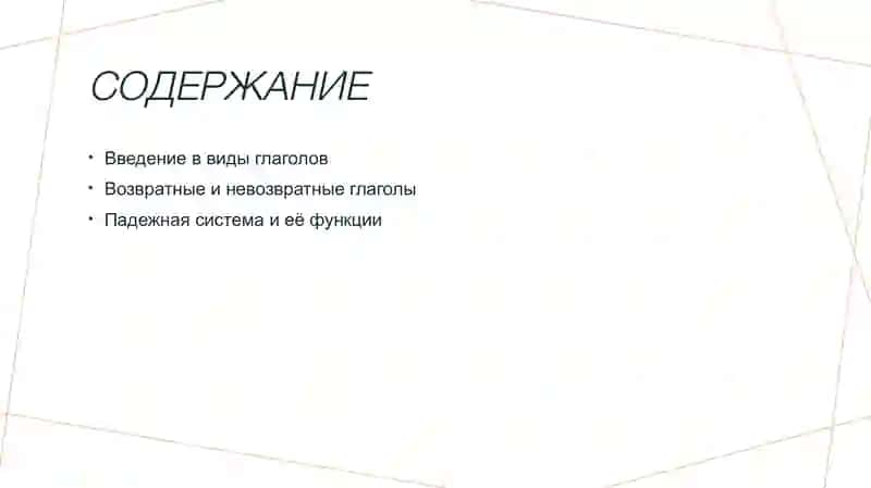 Виды и возвратность глагола. Падежная система. 2