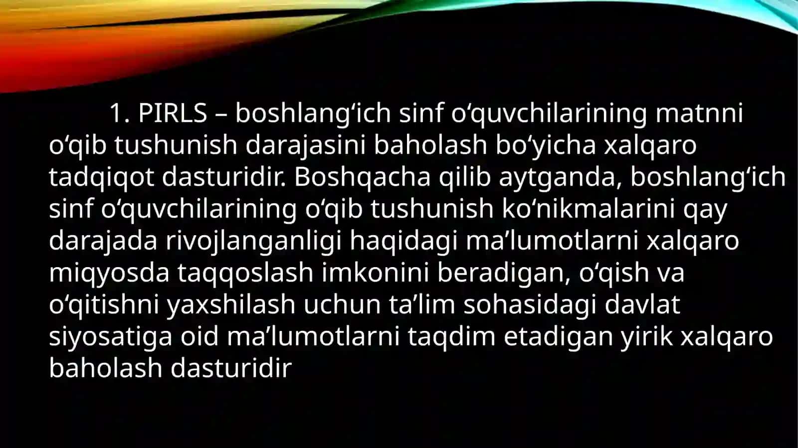 PIRLSO’QISH VA MATNNI TUSHUNISH SAVODLIGI 2