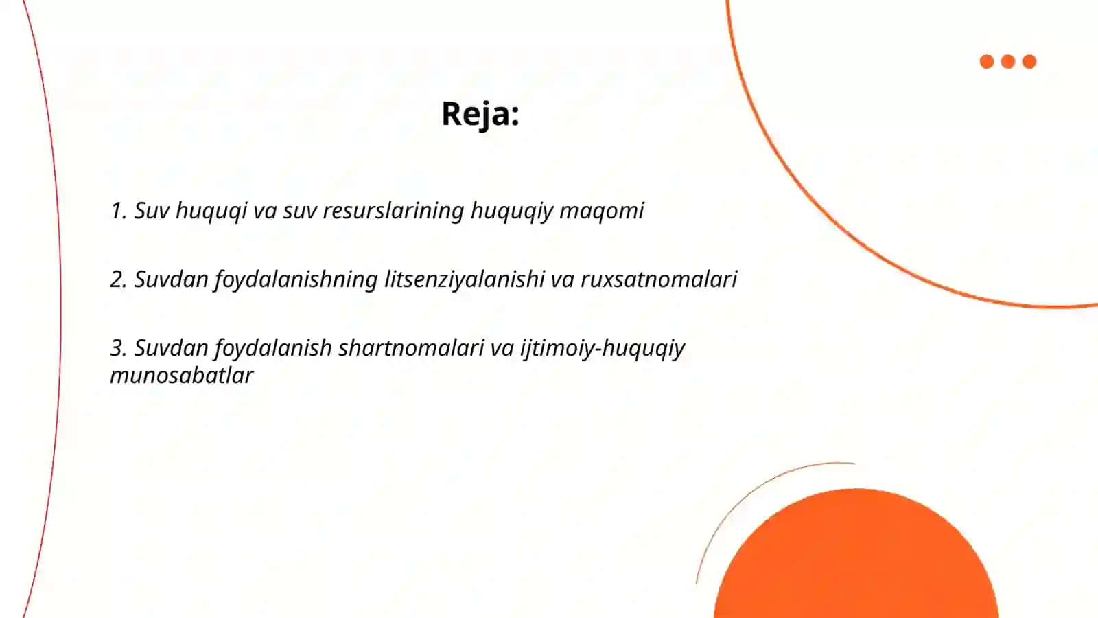 Suvdan foydalanish va muhofaza qilishning huquqiy tartibi mavzusida 2