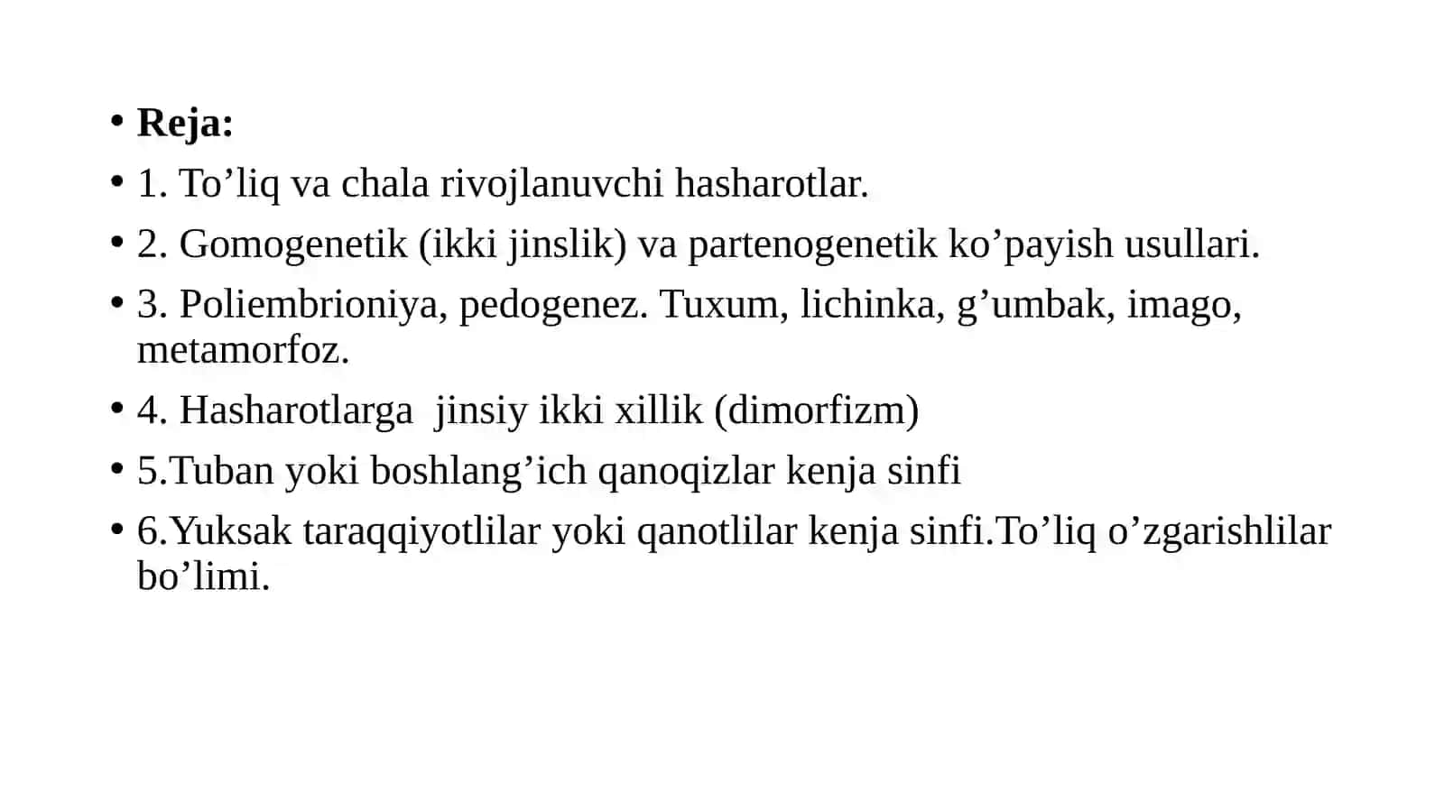 Hasharotlarni biologiyasi, ekologiyasi va sistematikasi 2