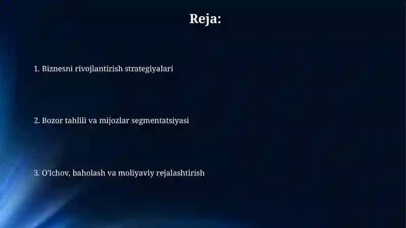Biznesni rivojlantirish strategiyasi 2