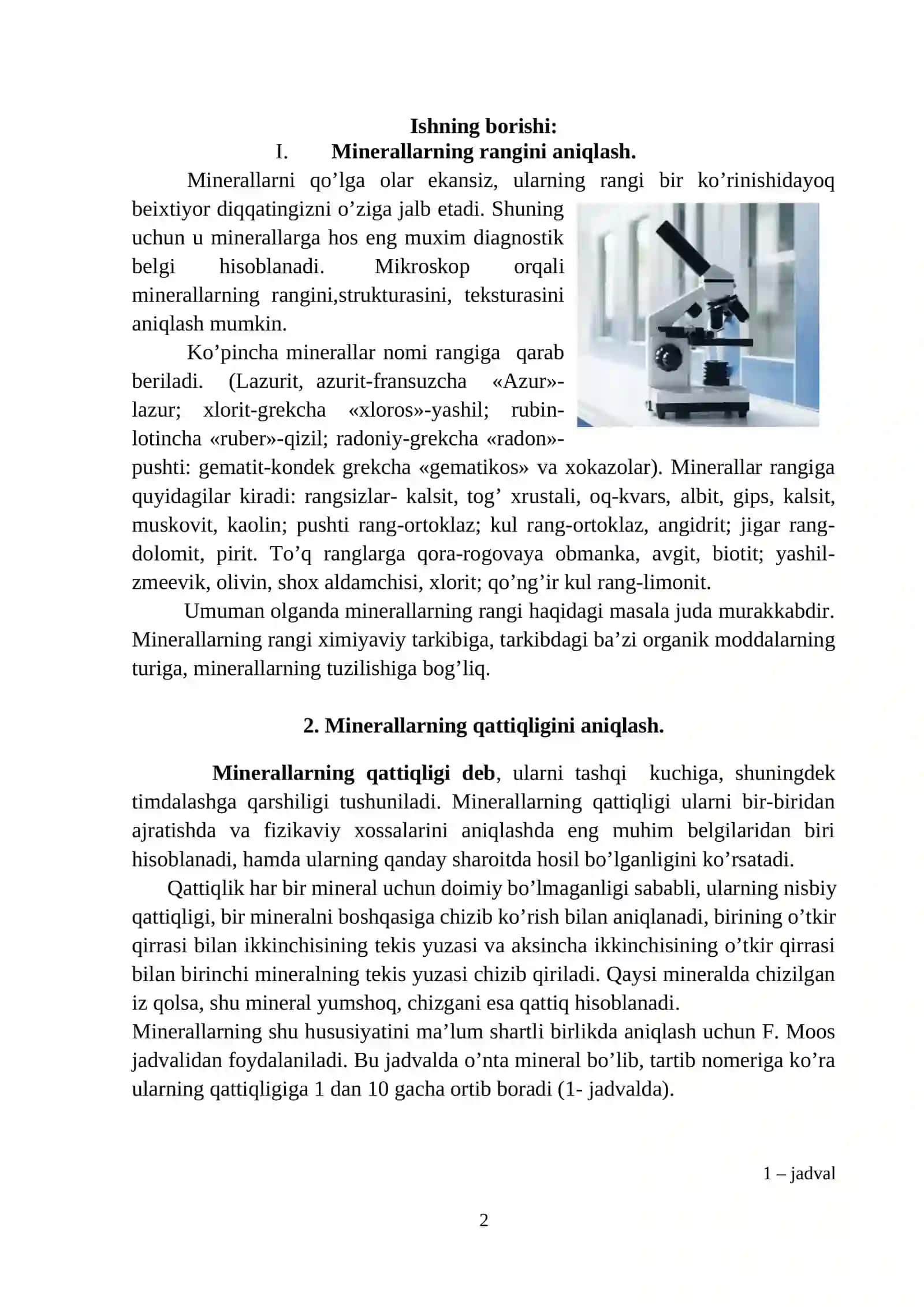TOG’ JINSLARINI HOSIL QILUVCHI MINERALLAR VA ULARNING FIZIK XUSUSIYATINI ANIQLASH 2