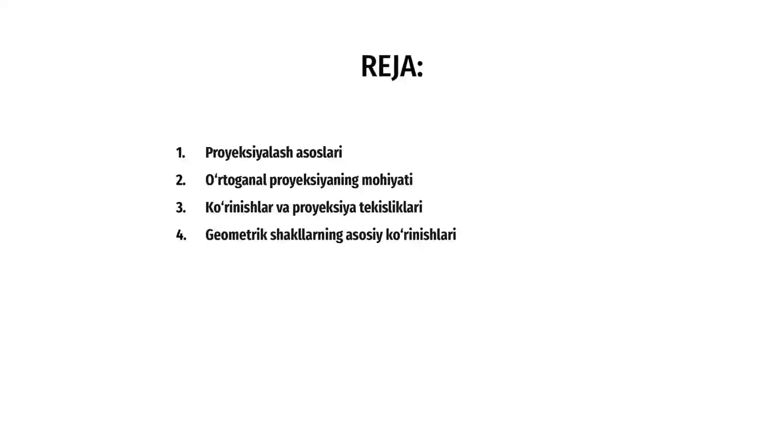 Geometrik shakllarni oʻrtoganal proyeksiyalash 2