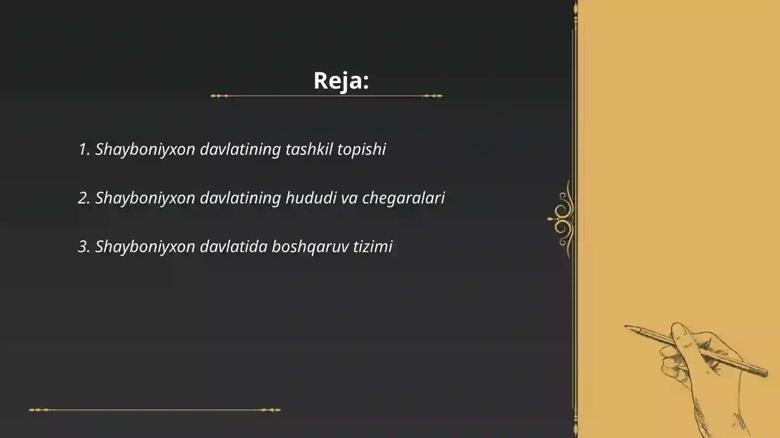 Shayboniyxon davlatida davlat va huquq 2