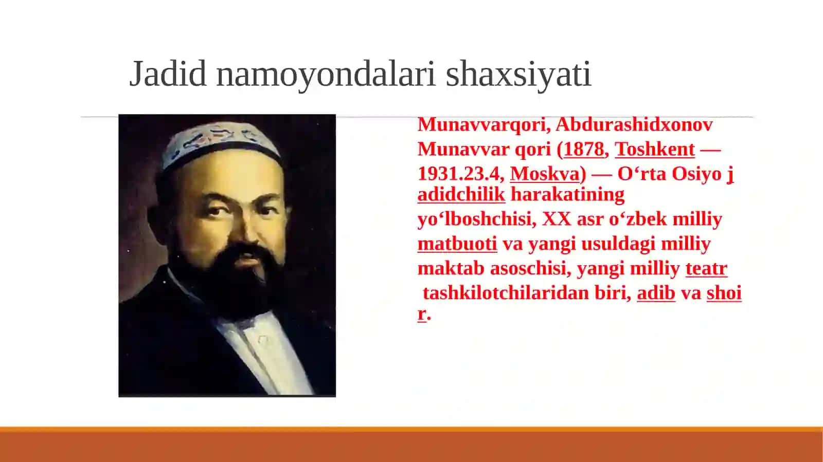 O’rta Osiyada yetakchilar va ziyolilar shaxsiyatlari shakllanishi (XIX – XX asrlar) 2