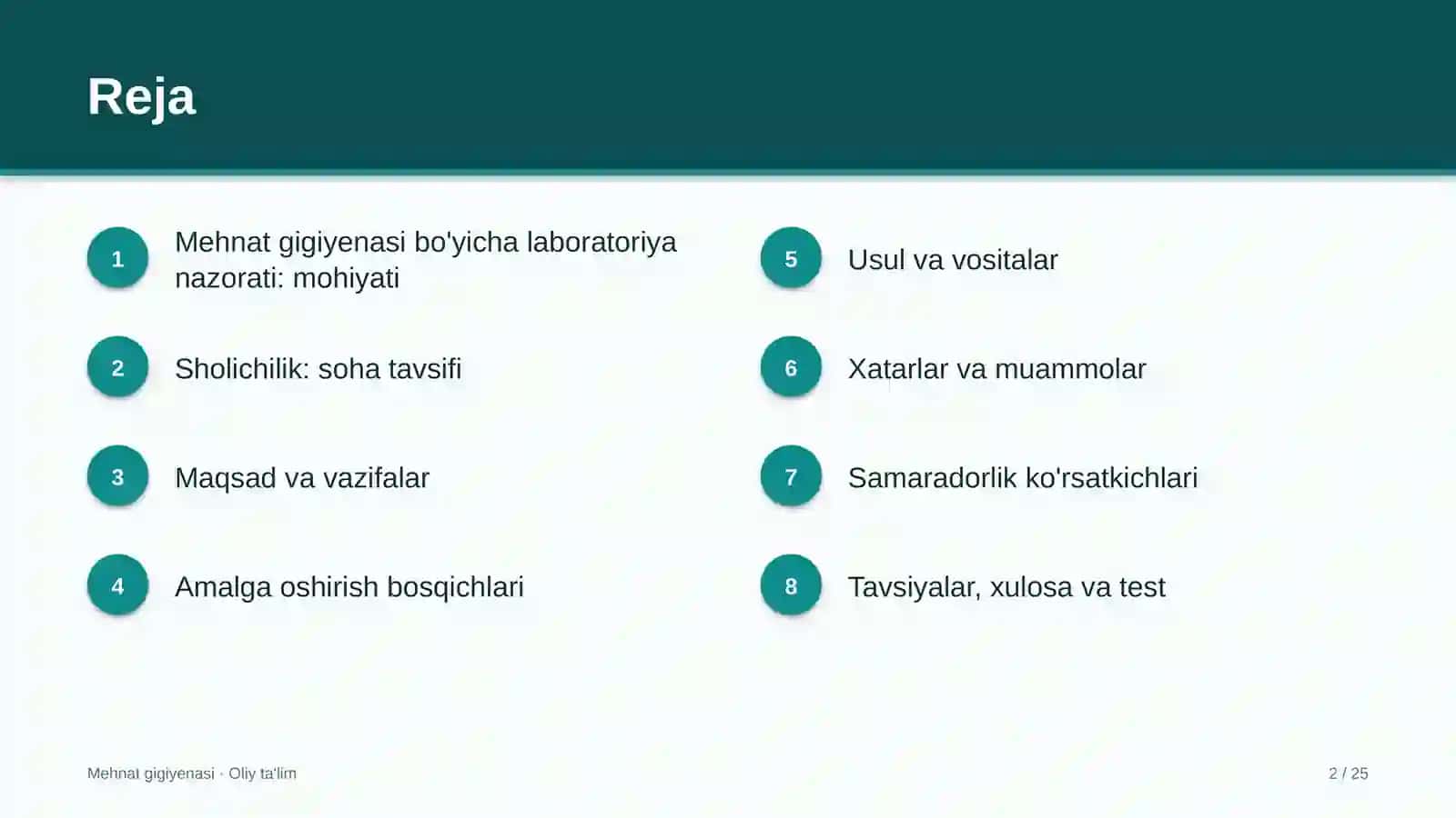 sholichilikda mehnat gigiyenasi bo'yicha laboratoriya nazoratini tashkil etish 4504 2