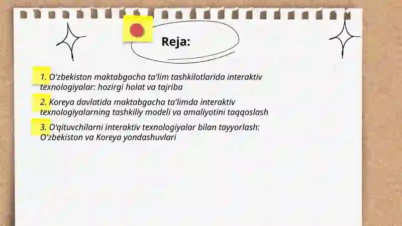 O'zbekiston maktabgacha ta'lim tashkilotlarida interaktiv texnologiyalardan foydalanish va koreya davlatida interaktiv texnalogiyalarni qiyoslash 2