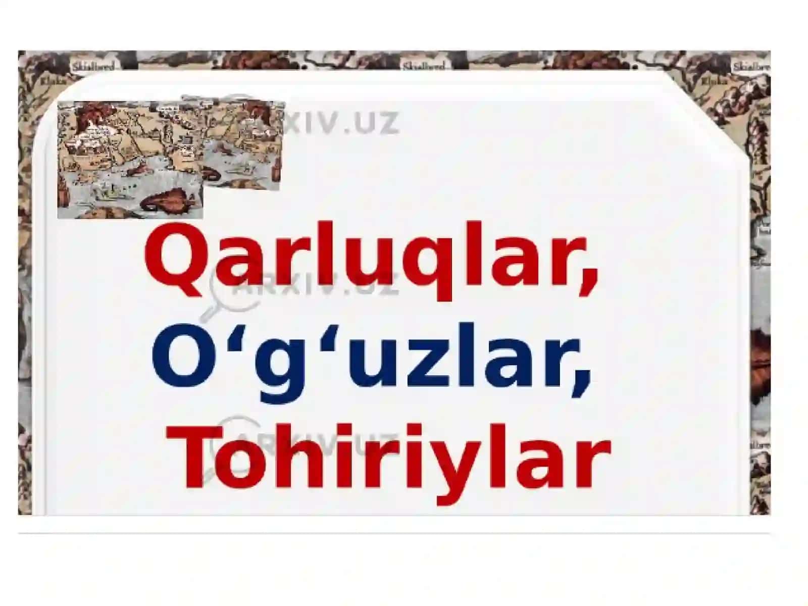 Movaraunnahr va Xuroson davlatlarining tashkil topishi. Tohiriylar va Safforiylar davlati 2