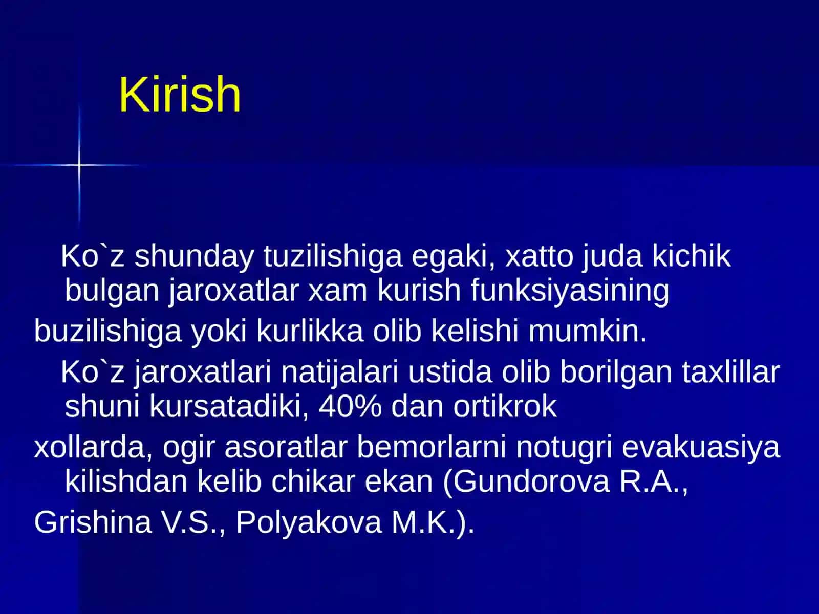 Ko`ruv a'zolarining jaroxatlari 2