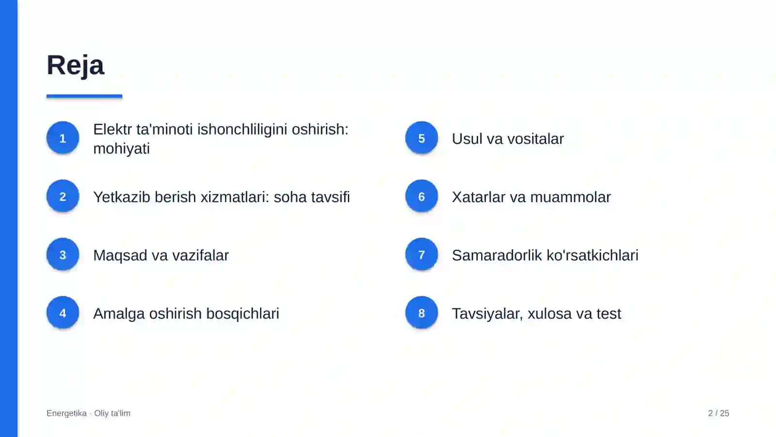Yetkazib berish xizmatlarida elektr ta'minoti ishonchliligini oshirish 2
