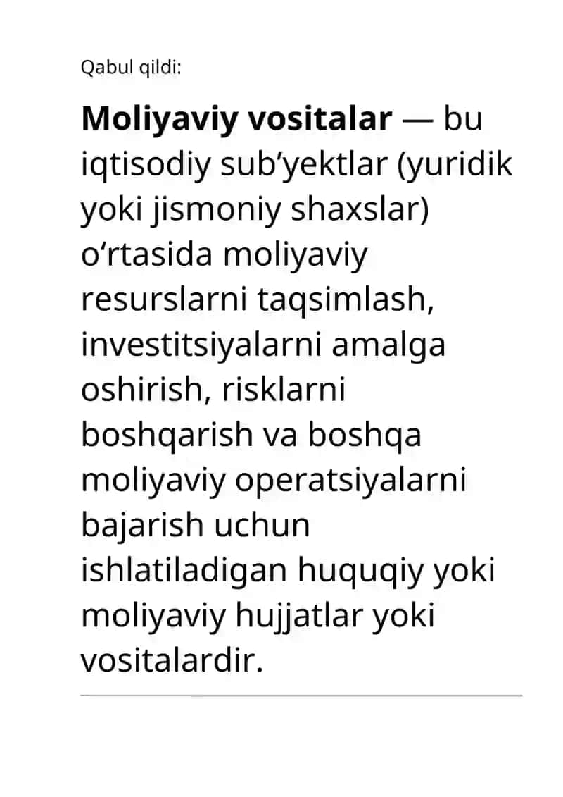 Moliyaviy vositalar 2