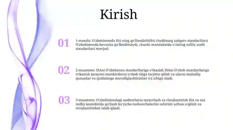 Auditning Xalqaro Standdartlarini Sinflashtirish Va OʻZbekiston RespublikasidaQoʻLlashMasalalari 2