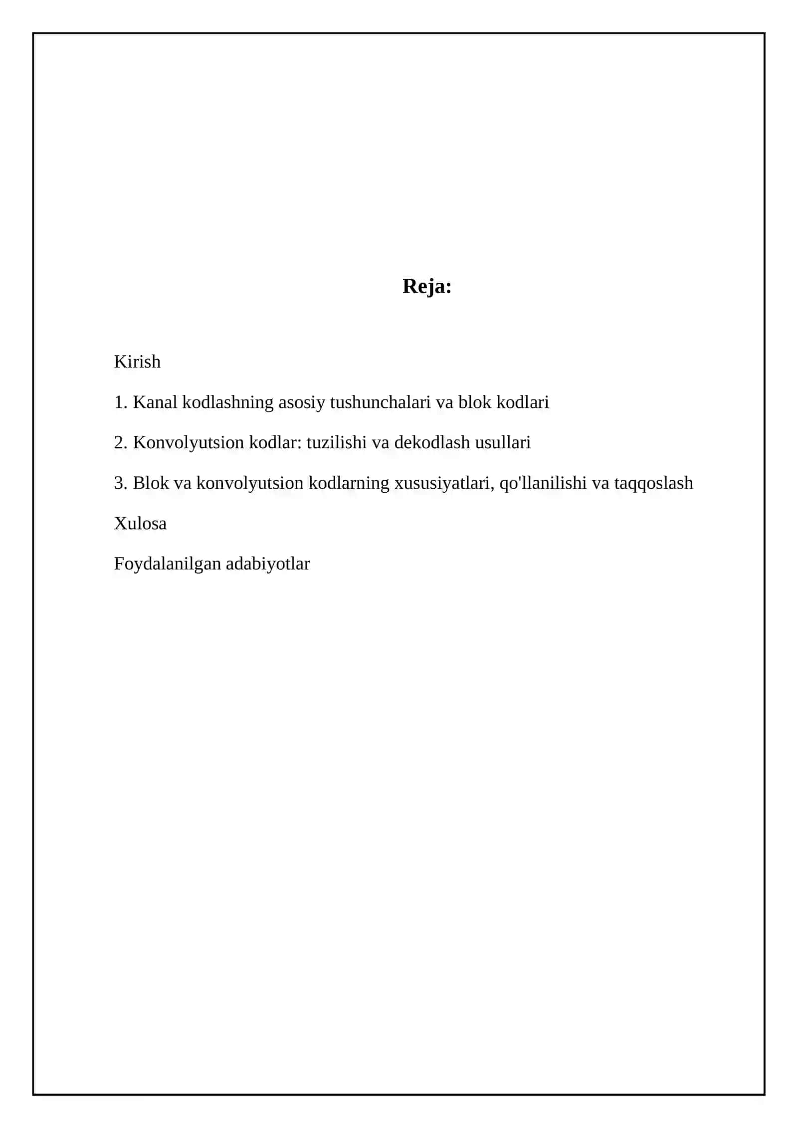 Kanalli kodlash (blok va konvolyutsion kodlar) 2