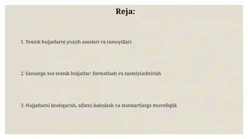 Texnik hujjatlar va ularning rasmiylashtirilishi 2