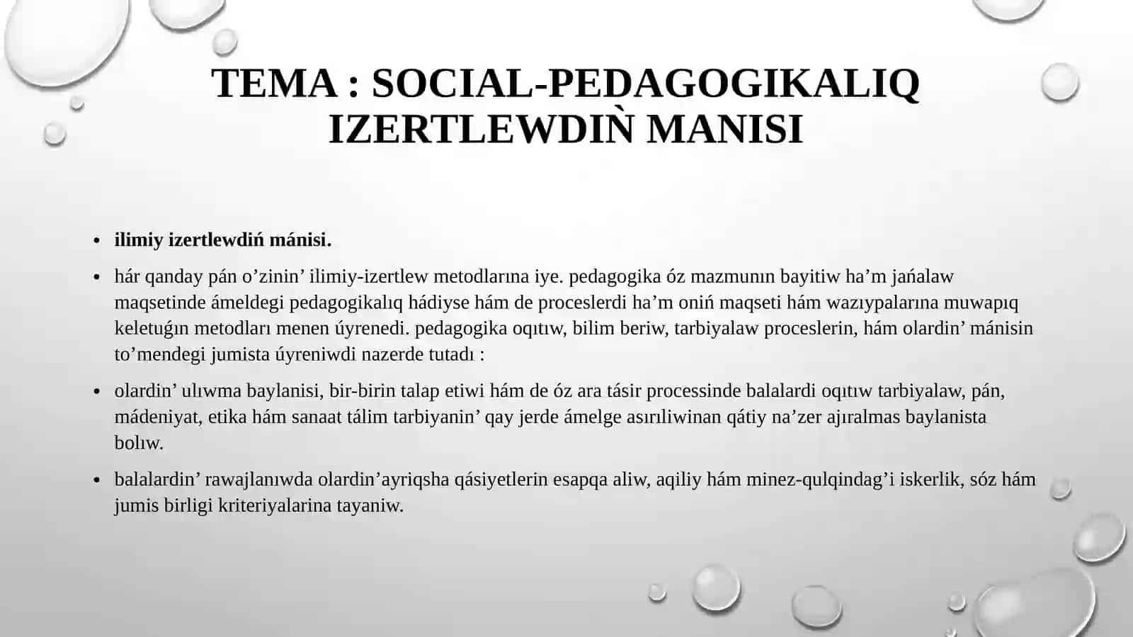 Social-pedagogikaliq izertlewdiǹ manisi 2