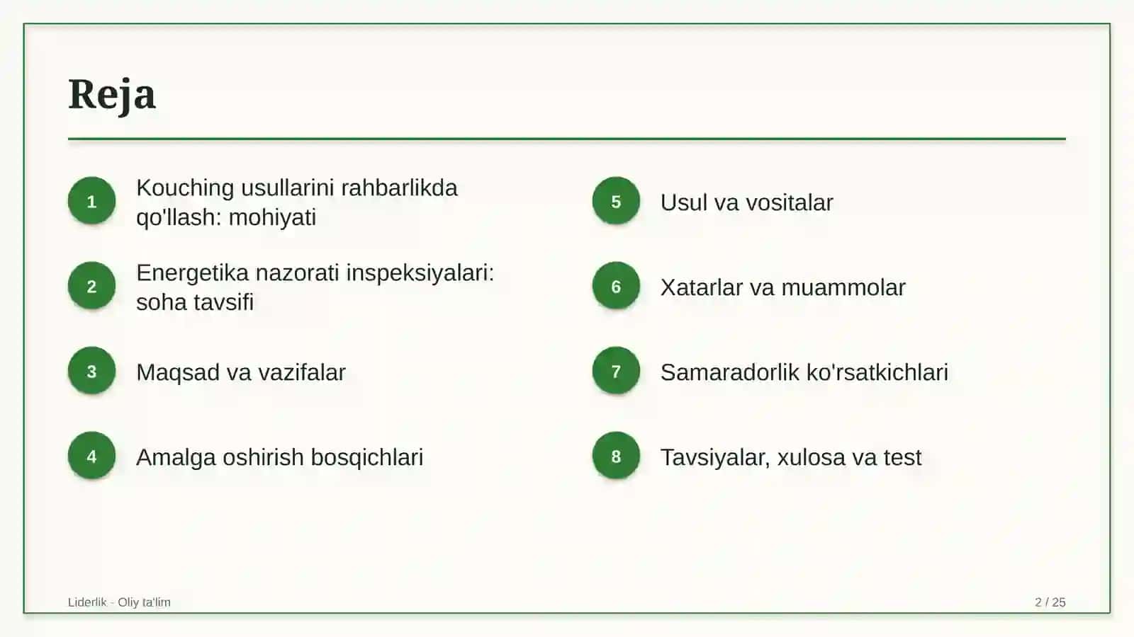 Energetika nazorati inspeksiyalarida kouching usullarini rahbarlik amaliyotida qo'llash 2