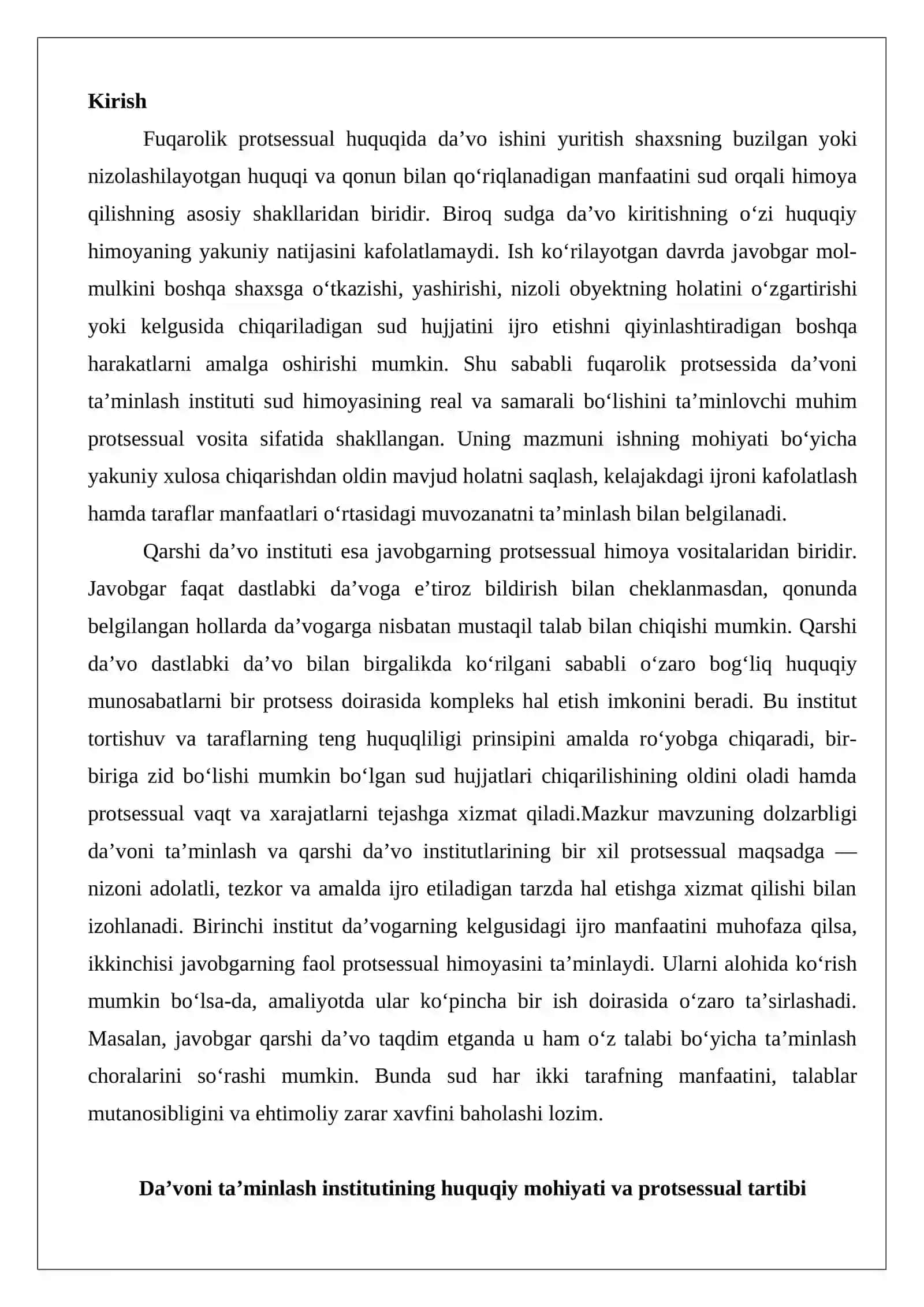 Da’voni ta’minlash va qarshi da’vo instituti 2