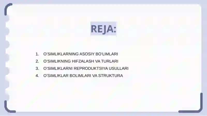 OʻSIMLIKLARNING ASOSIY BOʻLIMLARI VA HAYOTIYSHAKLLARI 2