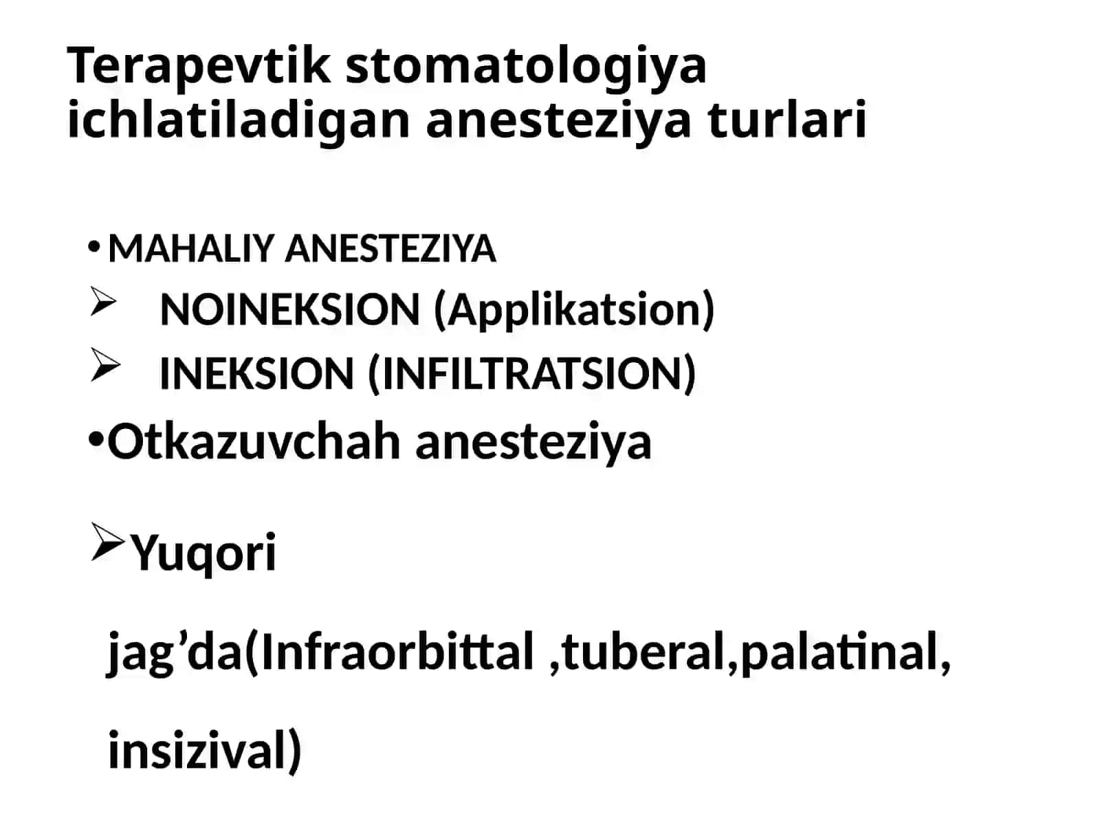 stomatologiyda og'riqsizlantirish 2