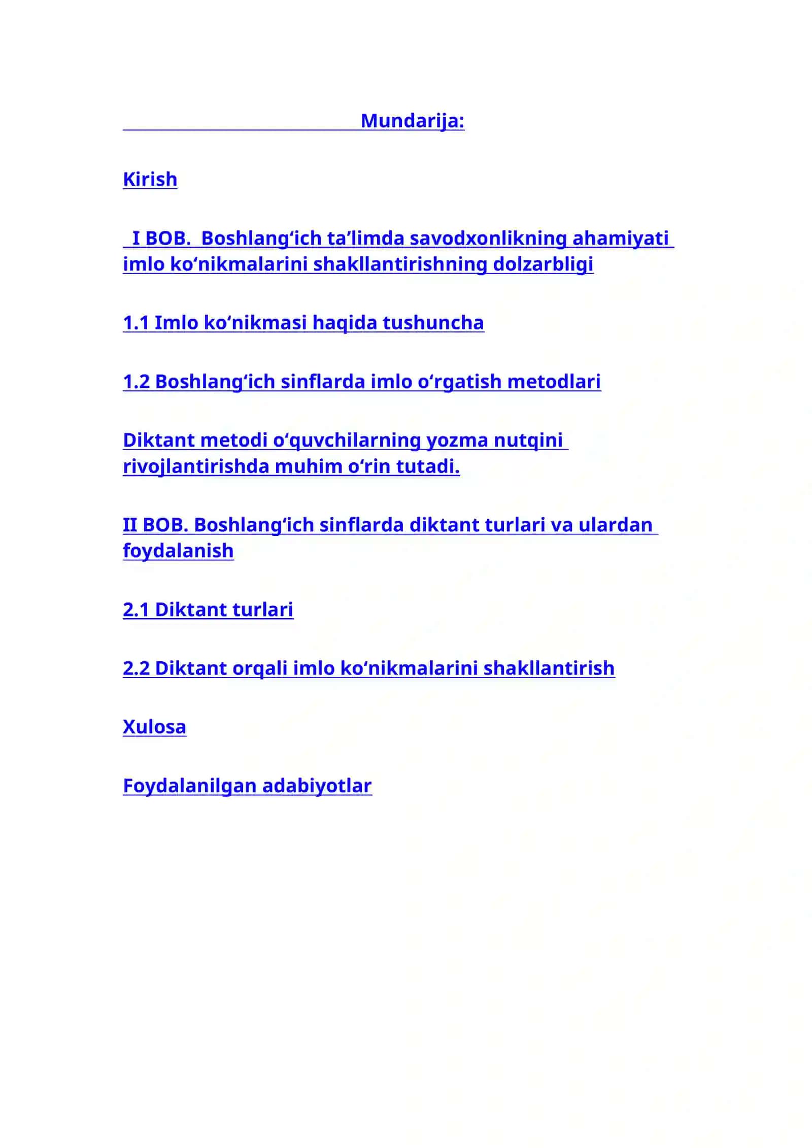 Boshlangʻich sinflarda diktant turlaridan foydalanish orqali imlo koʻnikmalarini shakllantirish 2