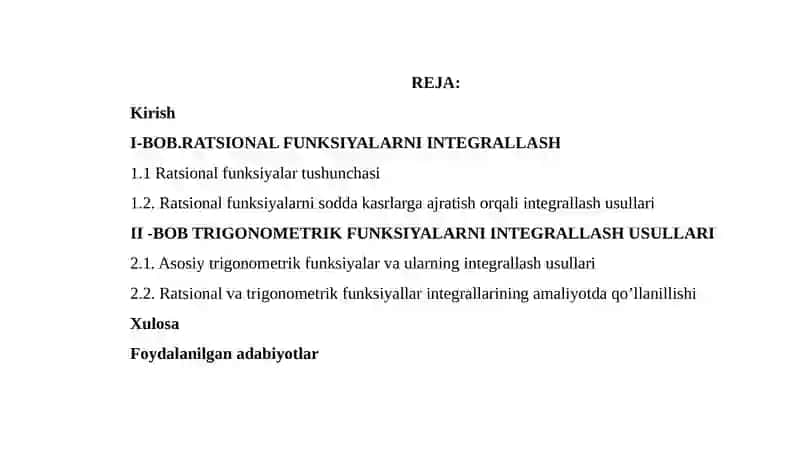 Ratsional hamda trigonometrik funksiyalarni integrallash 2