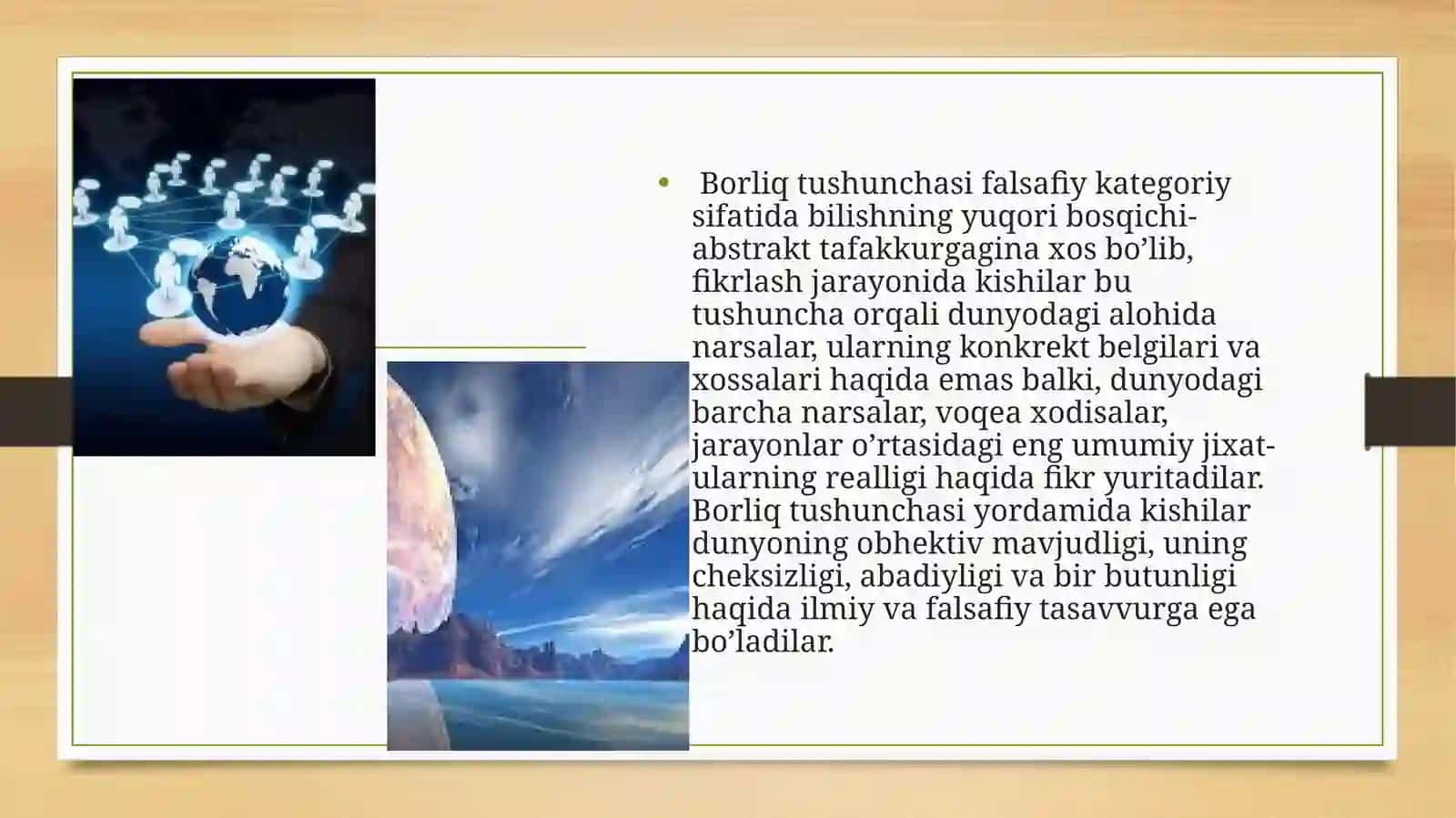 Ontologiya–borliq,Gnoseologiya –bilishfalsafasi 2