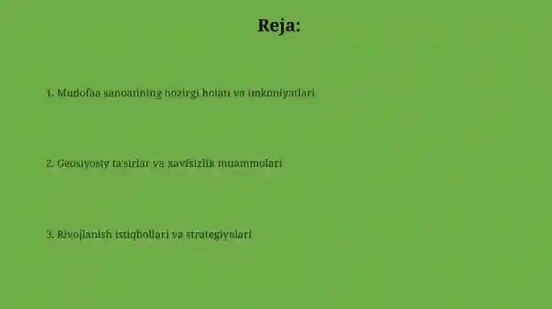 Yaqin Sharqda mudofaa sanoatini rivojlantirish istiqbollari 2