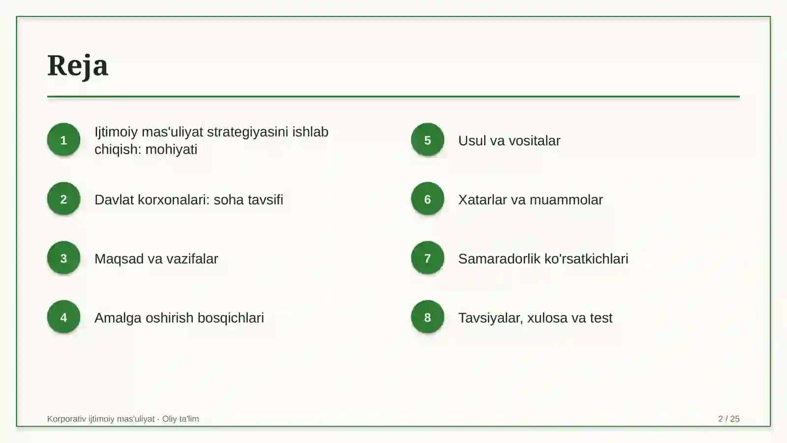 Davlat korxonalarida ijtimoiy mas'uliyat strategiyasini ishlab chiqish 2