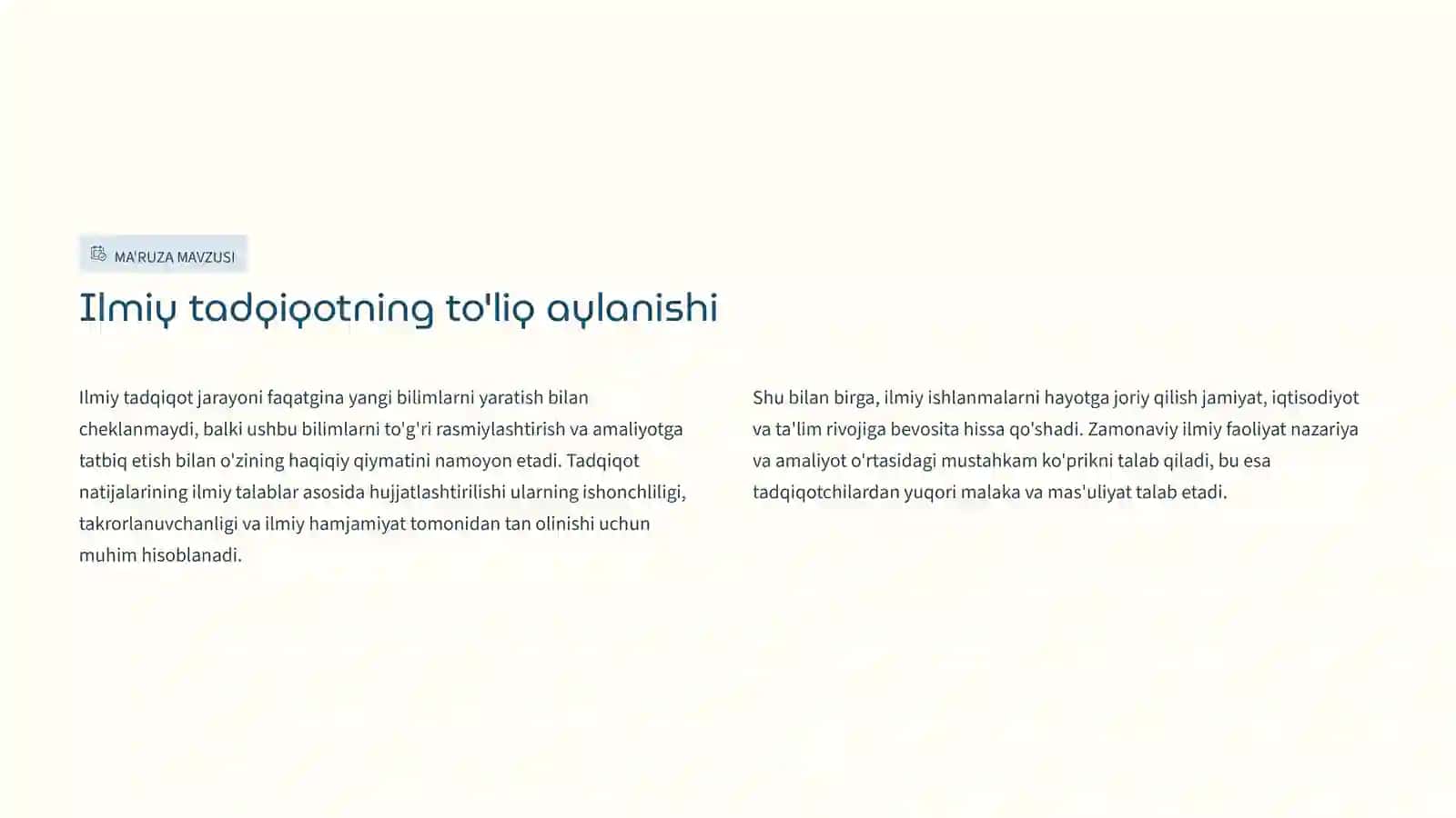 Ilmiy tadqiqot natijalarini rasmiylashtirish va hayotga tadbiq qilish 2