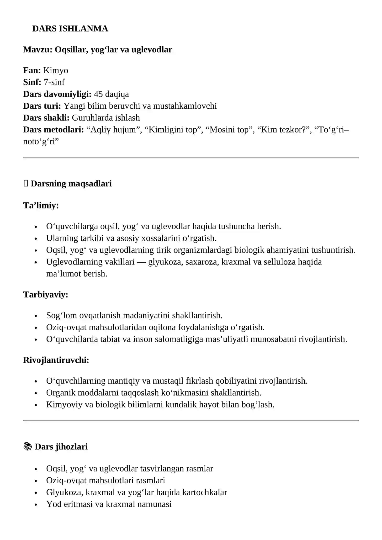 Oqsillar, yog‘lar va uglevodlar ishlanma 2