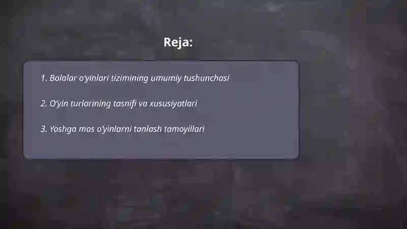 Bolalar oʻyinlari tizimi bilan tanishish 2