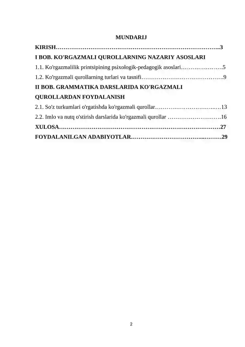BOSHLANG'ICH SINF GRAMMATIKA, IMLO VA NUTQ O'STIRISH DARSLARIDA KO'RGAZMALI QUROLLARDAN FOYDALANISH 2