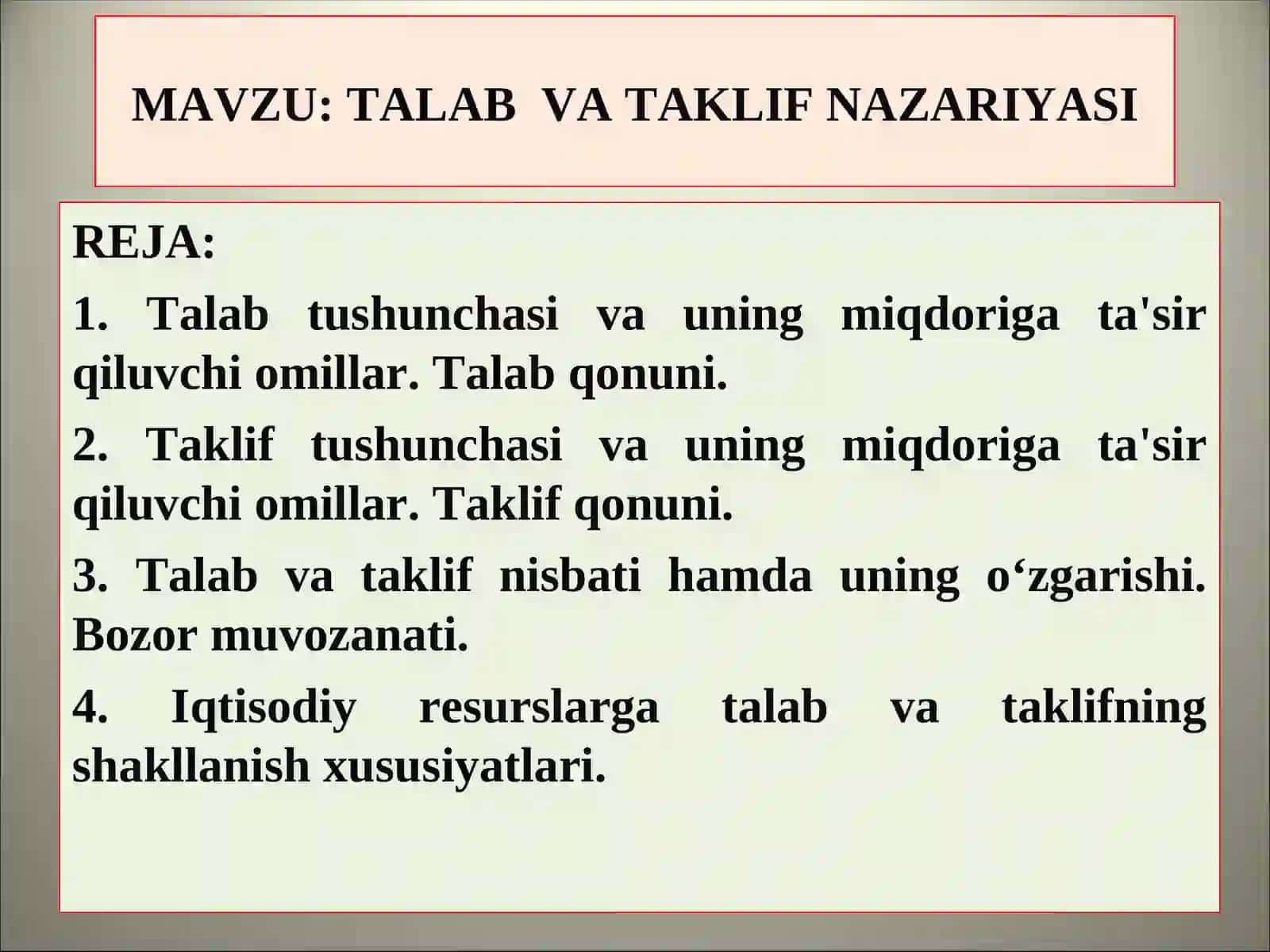 TALAB VA TAKLIF NAZARIYASI 2