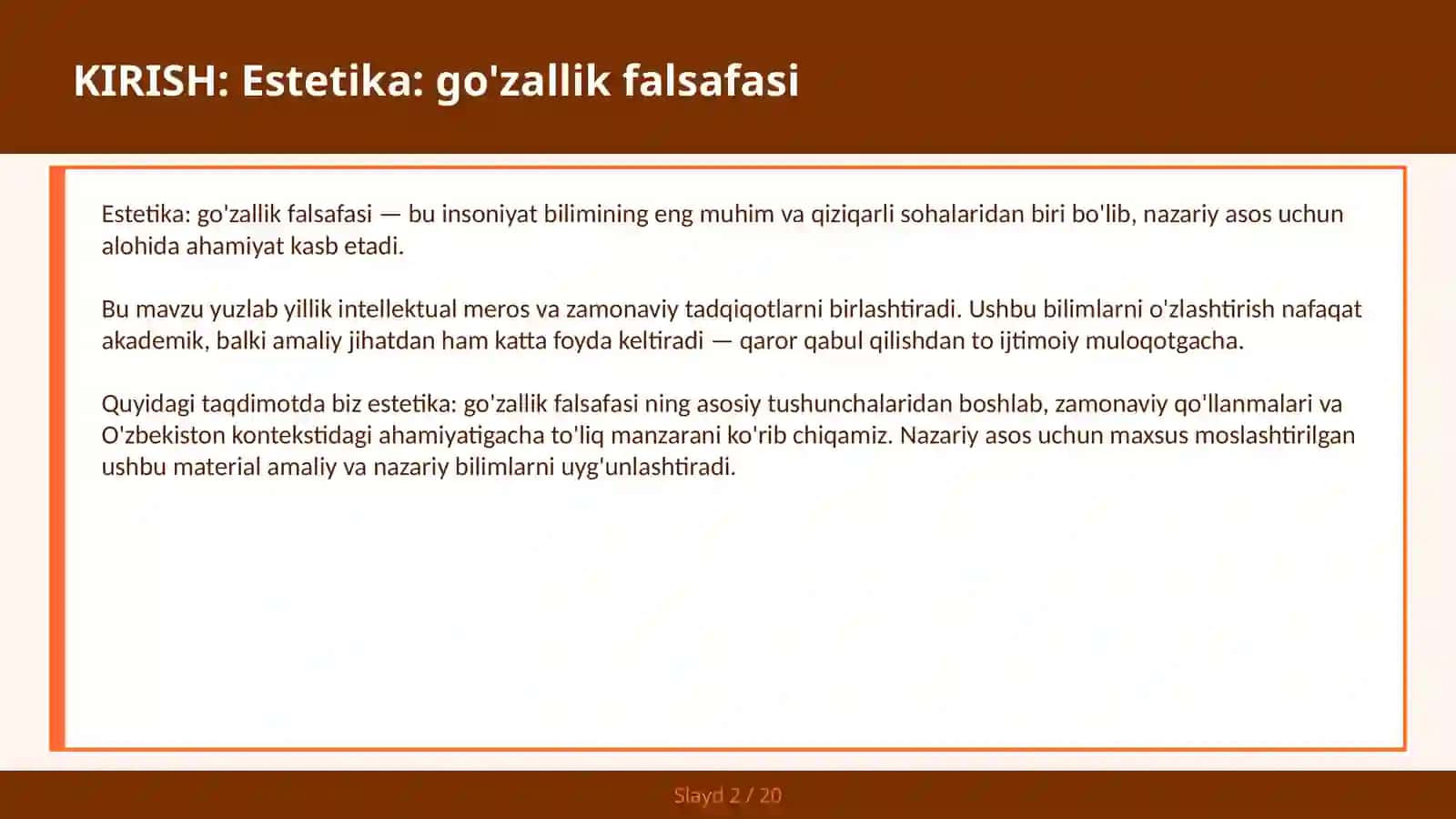 Estetika: go'zallik falsafasi 2