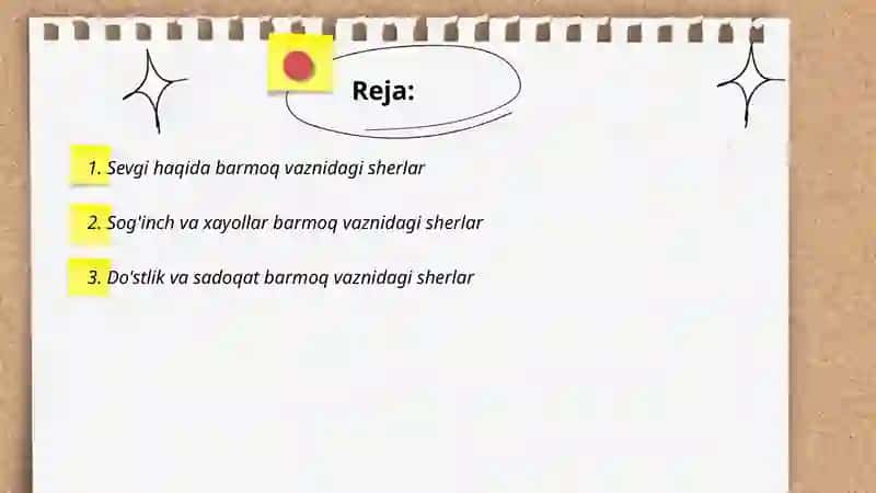 Sevgi haqida barmoq vaznidagi sherlar 2
