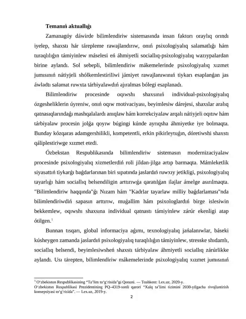 Tálim sistemasında psixologiyalıq xizmet 2