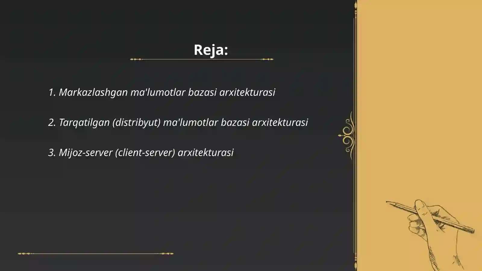 Kutubxonalar uchun ma'lumotlar bazasi arxitekturasining asosiy turlari 2