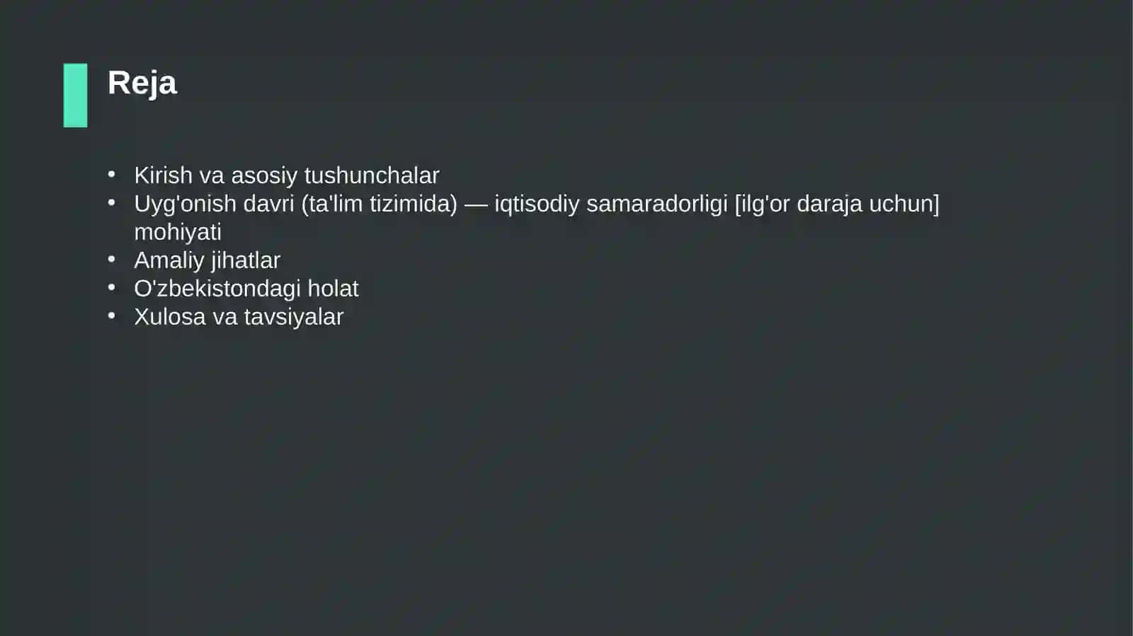 Uyg'onish davri (ta'lim tizimida) — iqtisodiy samaradorligi [ilg'or daraja uchun] 2