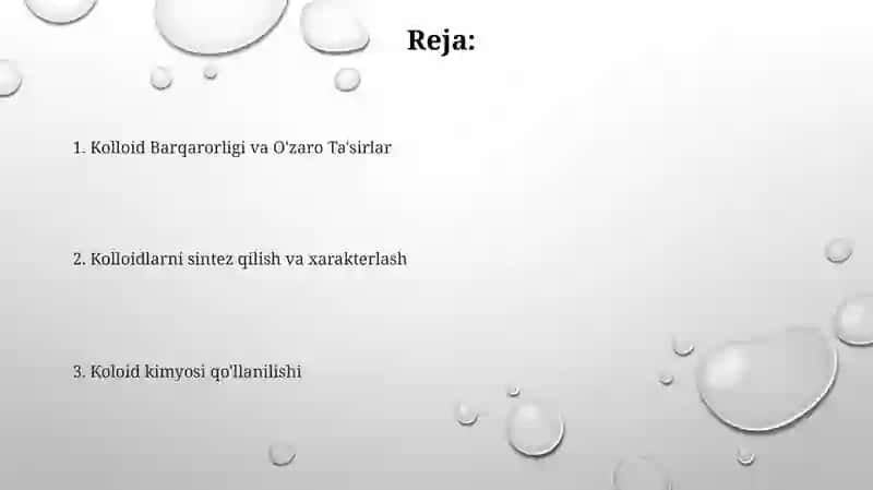 Kalloid kimyo fanining maqsadi va vazifalari 2