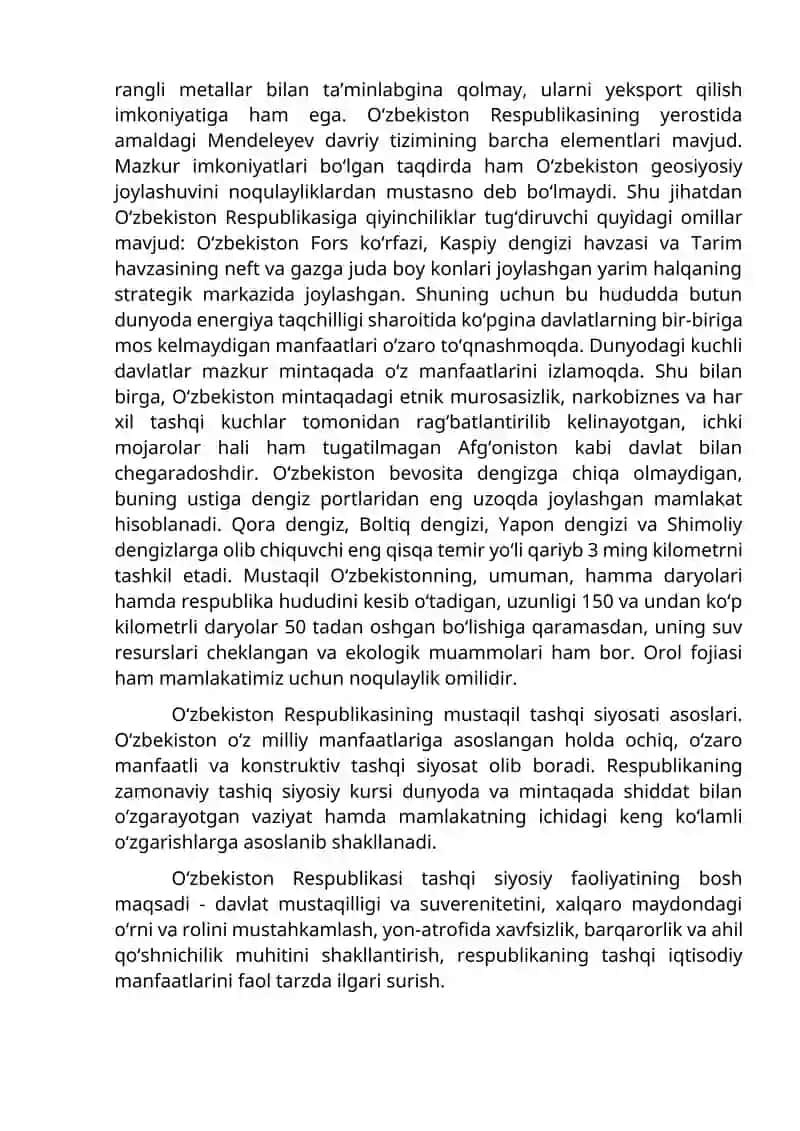 O‘zbekiston va jahon hamjamiyati 2