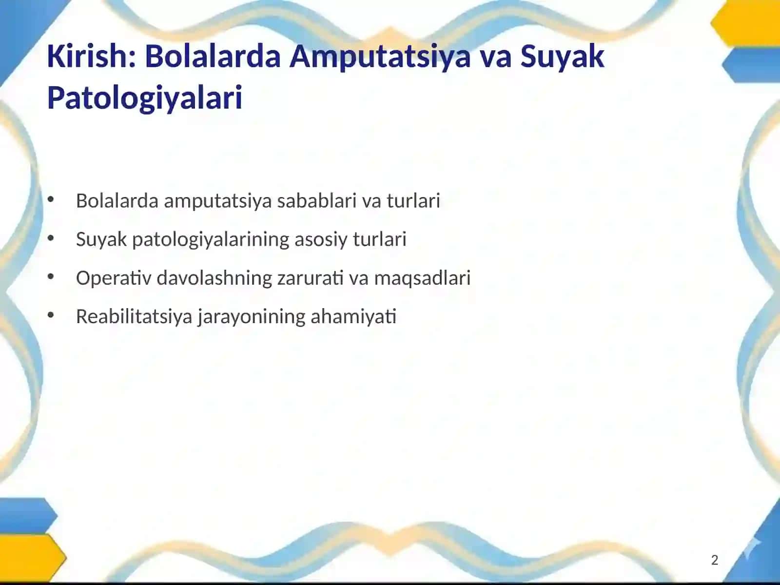 Bolalarda Amputatsiya va Suyak Patologiyalari: Operativ Davolash Xususiyatlari 2