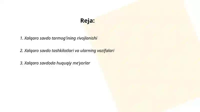 Xalqaro savdo, xalqaro huquqiy tartibga solish va huquqiy nizolar 2