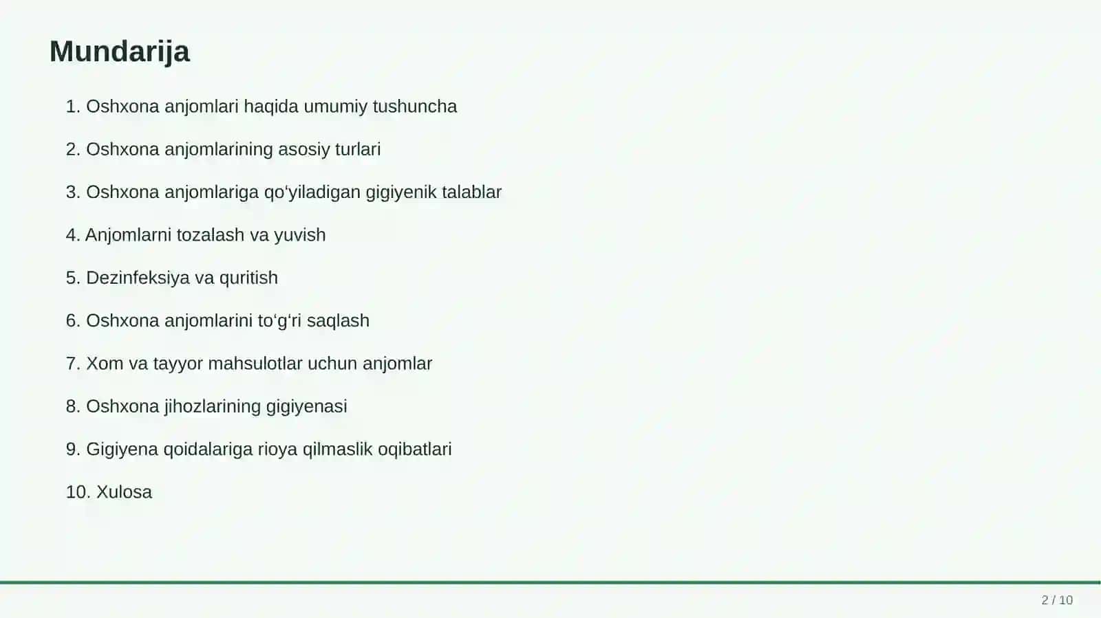 Oshxona anjomlari va ulardan gigiyenik foydalanish usullari 2